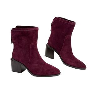 Vince Camuto Kortimy Suede Boots 9W | Water-Repellent Mid Shaft Syrah